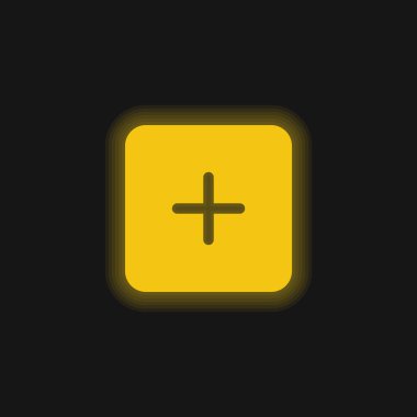 Siyah Kare Düğme Arayüz Sembolü Ekleniyor Parlayan neon simgesi