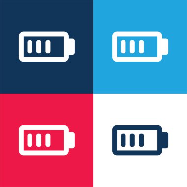 Battery Charge Almost Full blue and red four color minimal icon set clipart