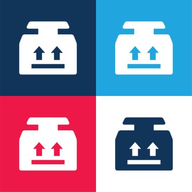 Kutu mavi ve kırmızı dört renk minimal simge kümesi