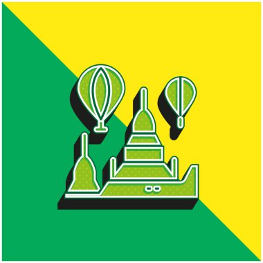 Bagan Green ve sarı modern 3d vektör simgesi logosu
