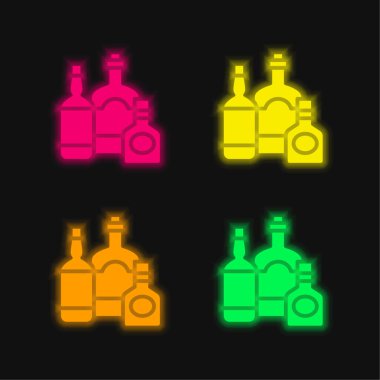 Dört renkli parlayan neon vektör simgesi