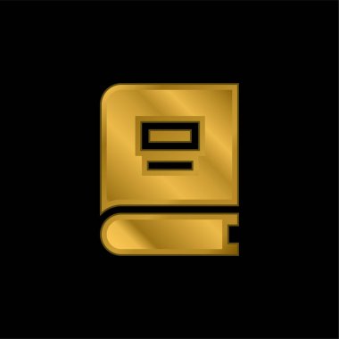 Kitap altın kaplamalı metalik simge veya logo vektörü