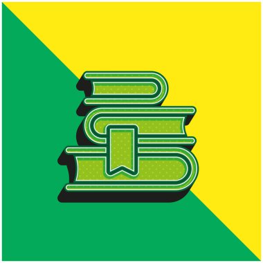 Kitap Yeşil ve Sarı Modern 3D vektör simgesi logosu