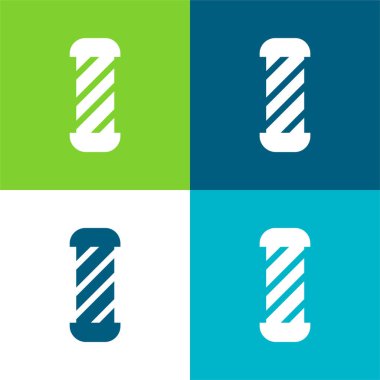 Berber Dükkanı Düz 4 Renk En düşük simge kümesi