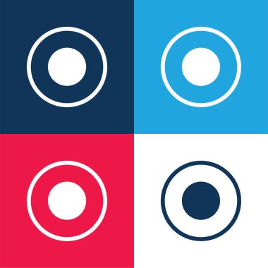 Çemberlerin Atom Dairesel Sembolü Mavi ve Kırmızı Dört Renk minimal simgesi