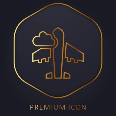 Uçak altın çizgisi prim logosu veya simgesi