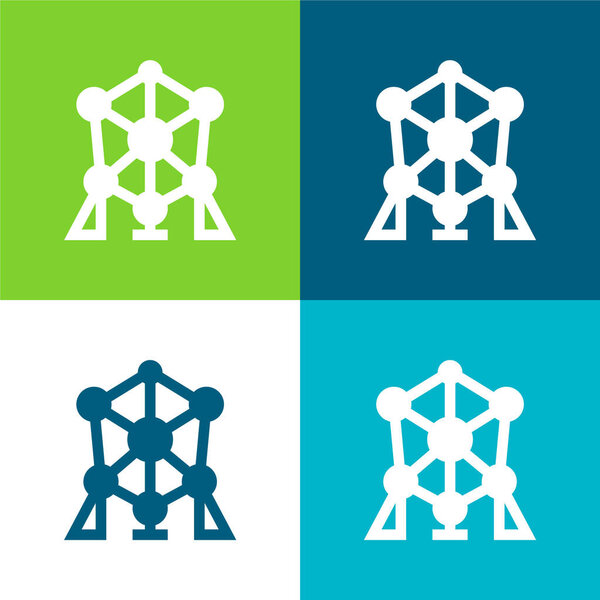 Четырехцветный минимальный набор значков Atomium Flat
