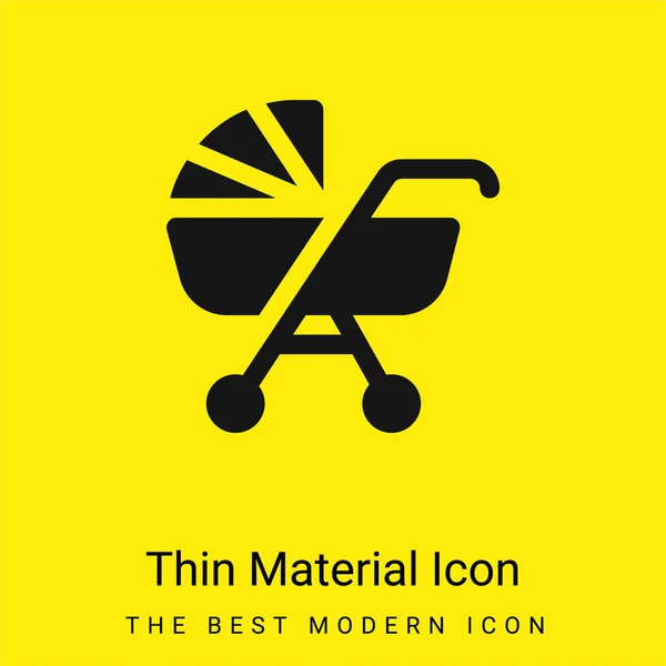Baby Stroller Minimal Bright Yellow Material Icon — Stock Vector
