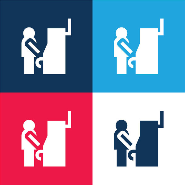 Atm blue and red four color minimal icon set