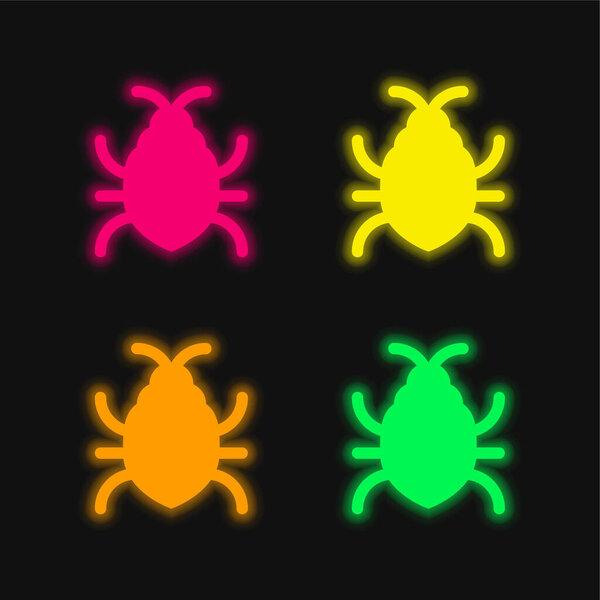 Big Bug four color glowing neon vector icon