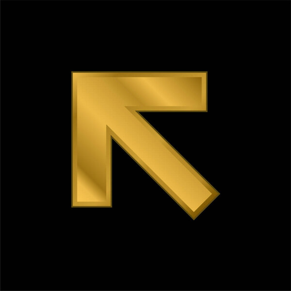 Направление стрелки на верхний левый угол позолоченная металлическая икона или вектор логотипа