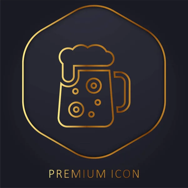 Bier Gouden Lijn Premium Logo Pictogram — Stockvector