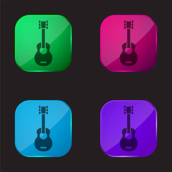 Acoustic Guitar Four Color Glass Button — стоковый вектор