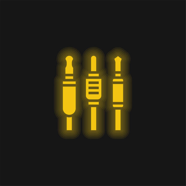 Audio Jack yellow glowing neon icon
