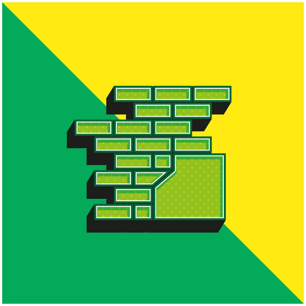 Brick Green and yellow modern 3d vector icon logo