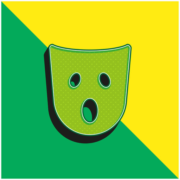 Astonishment Mask Green and yellow modern 3d vector icon logo