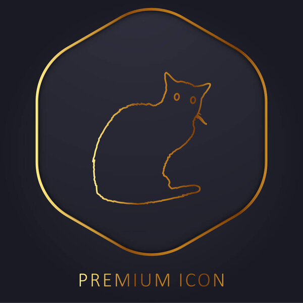Black Cat golden line premium logo or icon