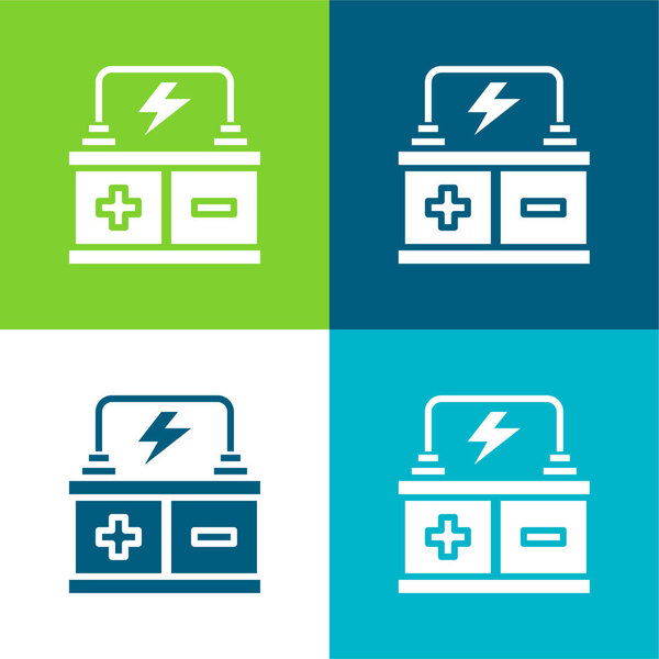 Батарея Плоский четырехцветный минимальный набор значков
