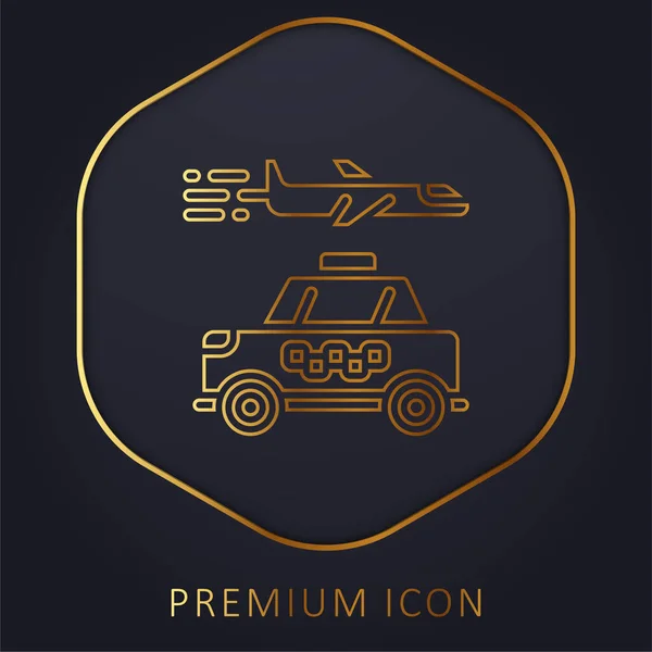 Aeropuerto Línea Oro Logotipo Premium Icono — Archivo Imágenes Vectoriales