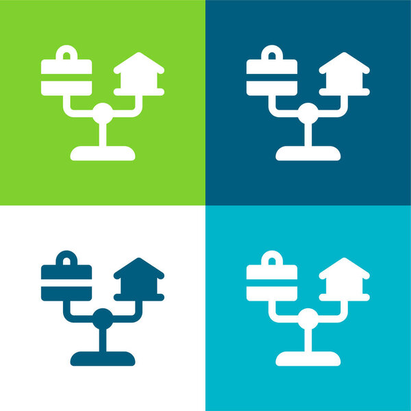 Плоский четырехцветный минимальный набор иконок