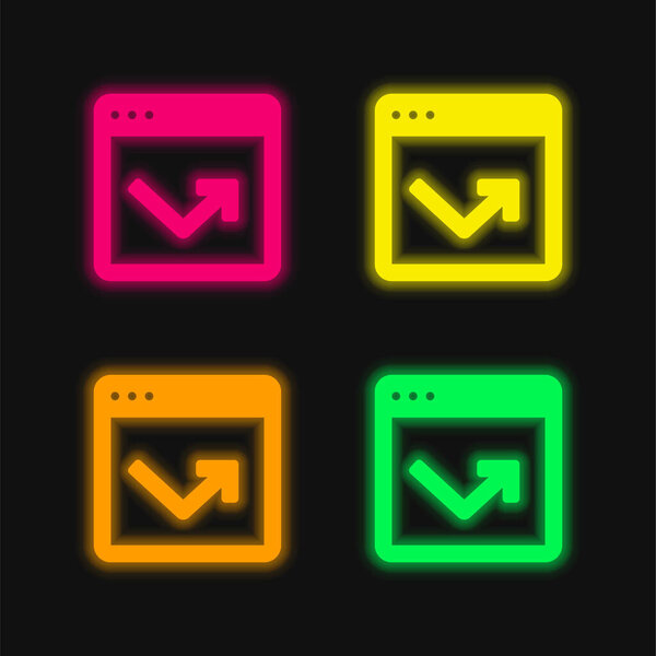 Bounce four color glowing neon vector icon