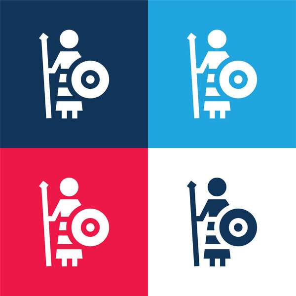 Athena blue and red four color minimal icon set