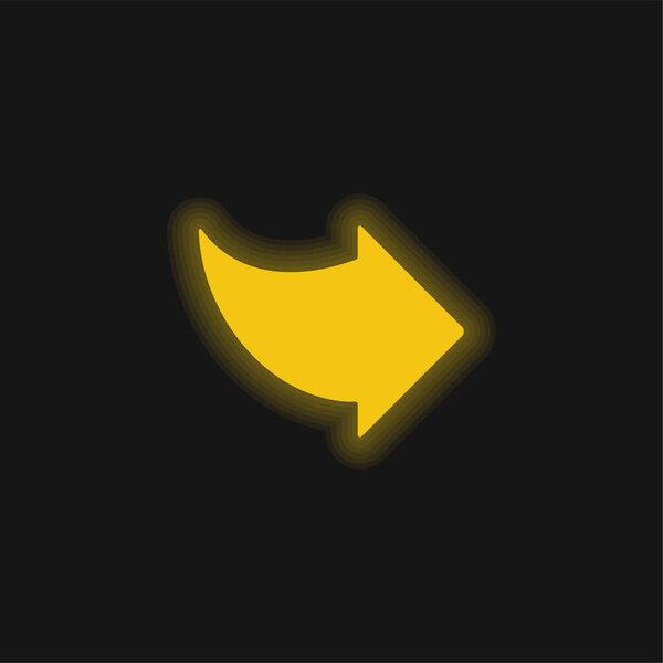 Black Right Arrow Yellow Glowing Neon Icon — Stock Vector