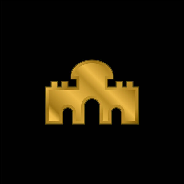 Alcala Gate gold plated metalic icon or logo vector