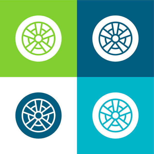 Alloy Wheel Flat four color minimal icon set