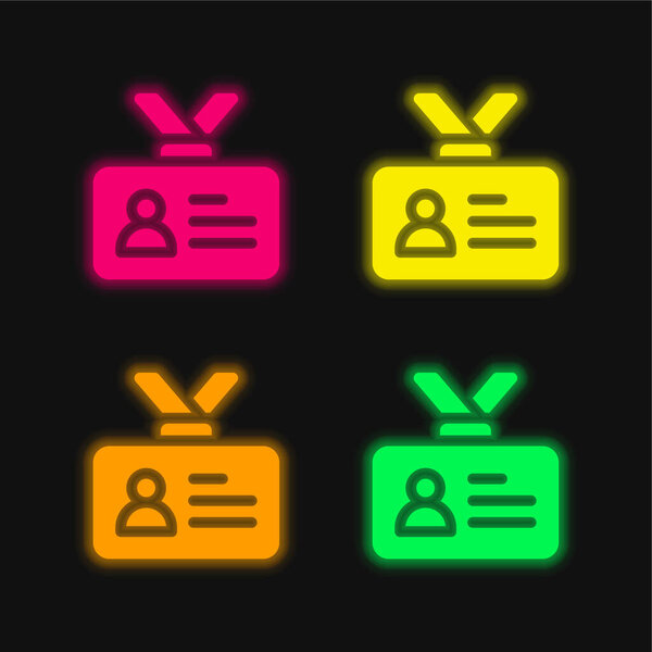 Accreditation four color glowing neon vector icon