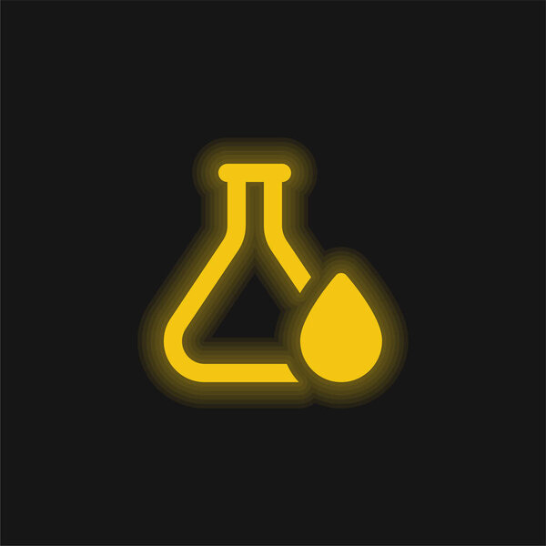 Blood Drop yellow glowing neon icon