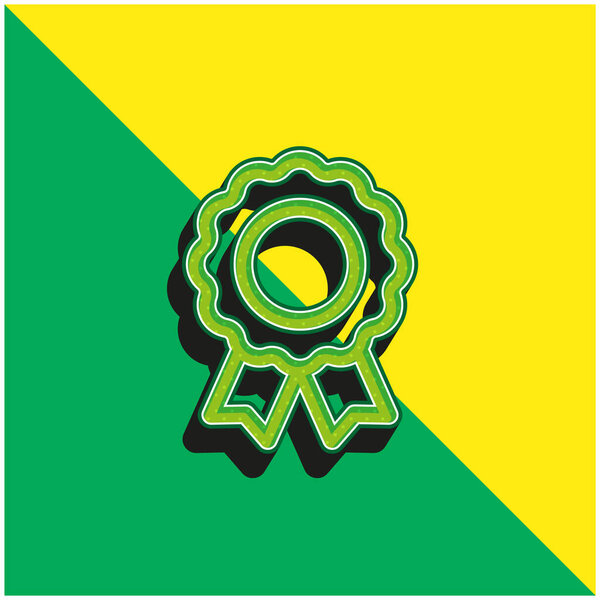 Badge Green and yellow modern 3d vector icon logo