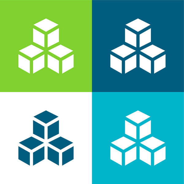 Трехмерная плоская четырехцветная минимальная иконка