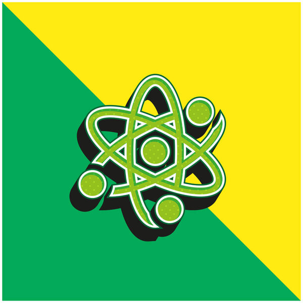 Atom Green and yellow modern 3d vector icon logo