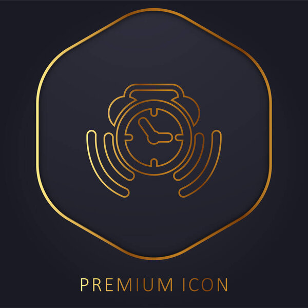 Будильник Звонящий символ Золотая линия премиум логотип или значок