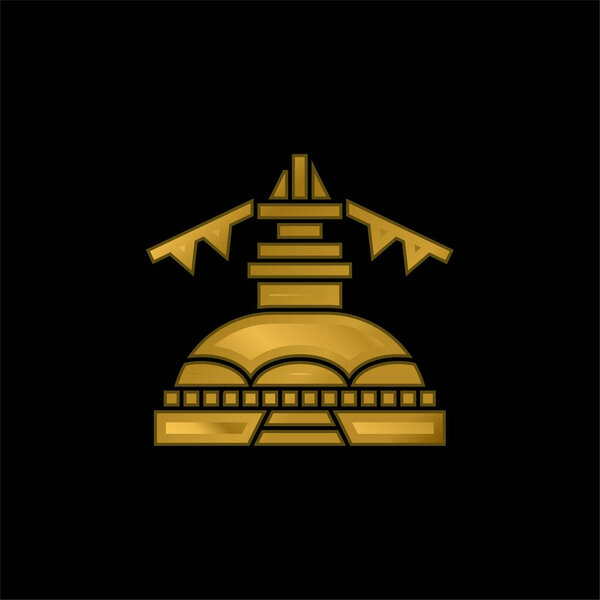 Boudhanath gold plated metalic icon or logo vector