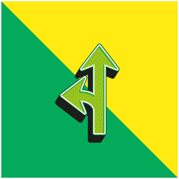 Arrow Junction One To The Left Green and yellow modern 3d vector icon logo