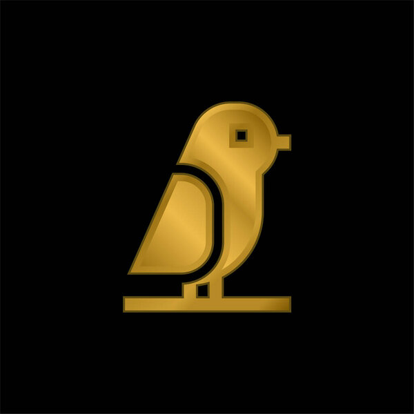 Позолоченная птица металлическая икона или вектор логотипа