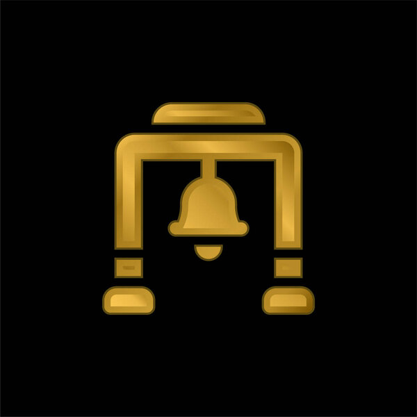 Bell Tower gold plated metalic icon or logo vector