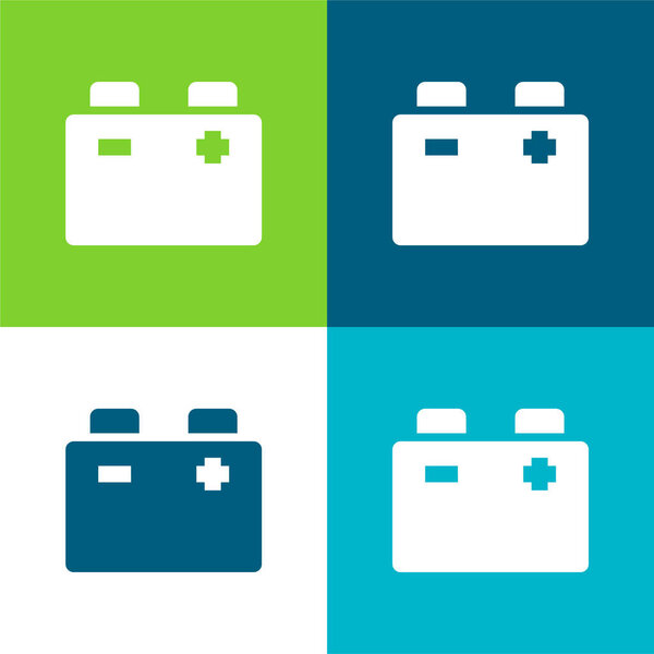 Батарея Плоский четырехцветный минимальный набор значков