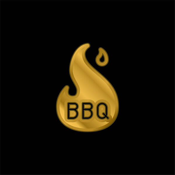 Bbq gold plated metalic icon or logo vector