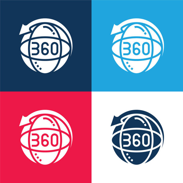 360 blue and red four color minimal icon set