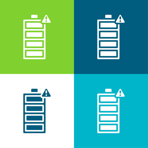 Батарея Плоский четырехцветный минимальный набор значков