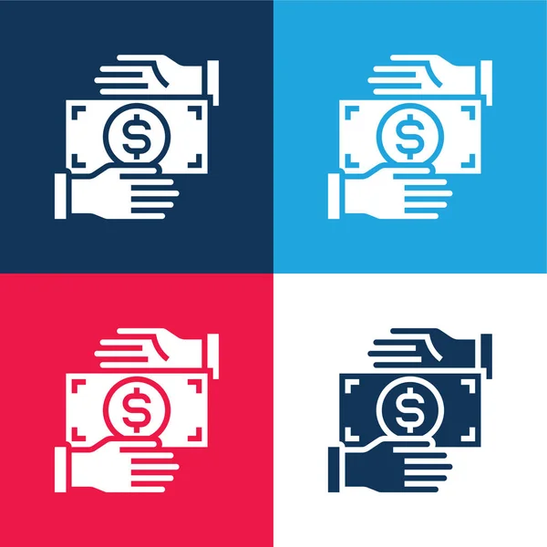 Bribery Blue Red Four Color Minimal Icon Set — Stock Vector