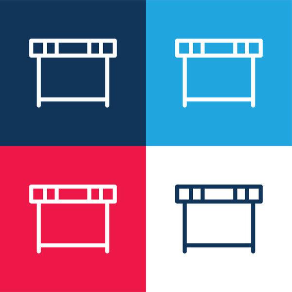 Athletism Hurdle blue and red four color minimal icon set