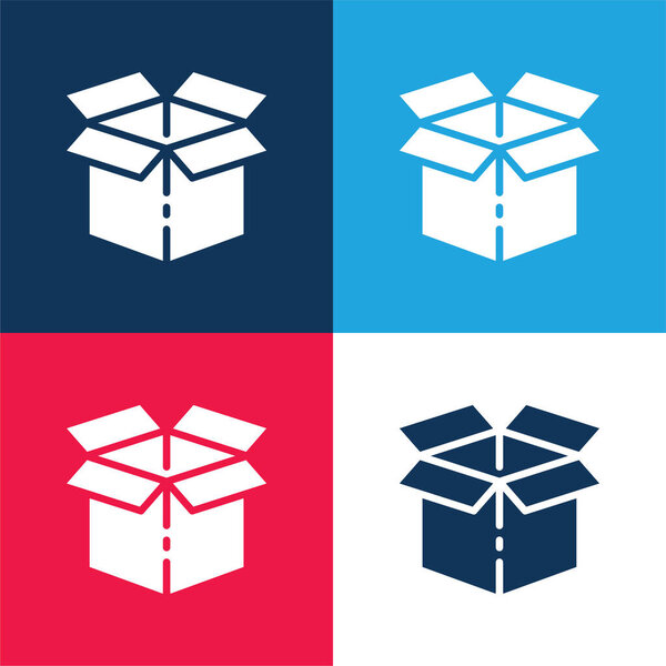 Box blue and red four color minimal icon set