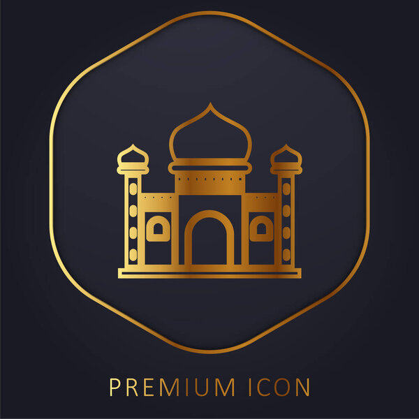 Blue Mosque golden line premium logo or icon