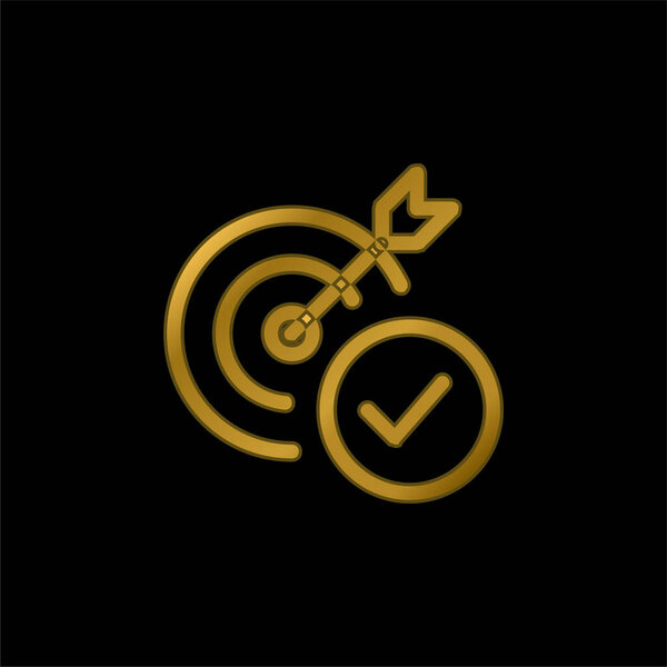 Aim gold plated metalic icon or logo vector