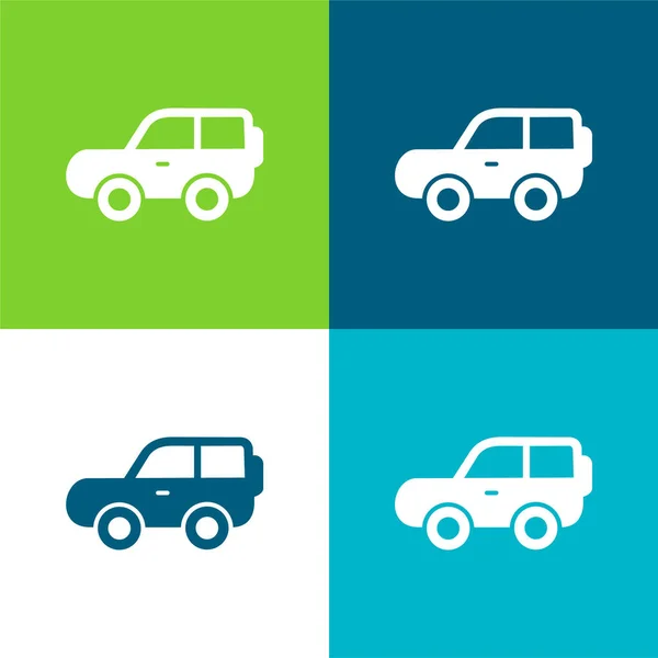 stock vector 4x4 Car Side View Flat four color minimal icon set