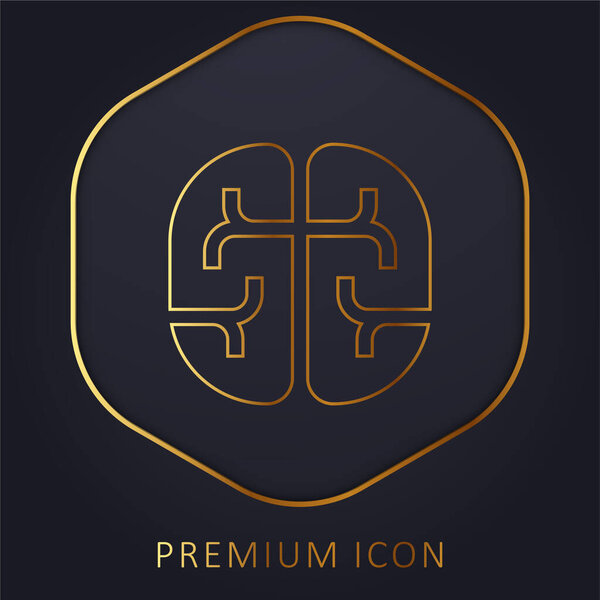 Brain golden line premium logo or icon